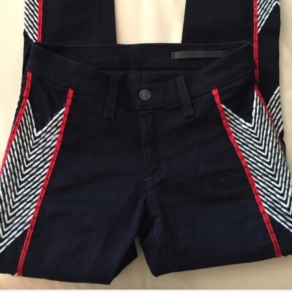 Rag&Bone Raja Black Red White Boho Celebrity Blogger Embroidered Jeans 24 - Picture 5 of 8